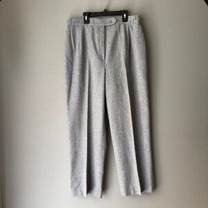 Evan Picone sz 14  Gray Tweed 100% Wool Blend Straight Leg Dress Pants Luxury